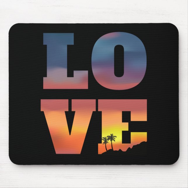 Tropical Sunset Love Mouse Pad (Front)