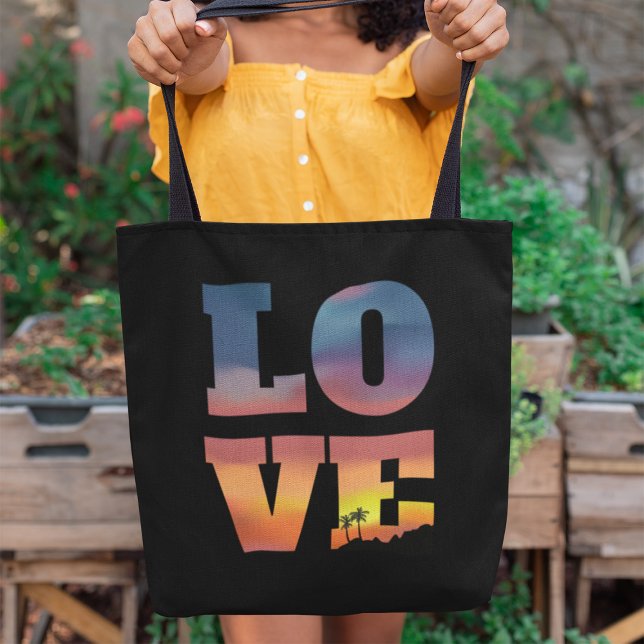 Tropical Sunset Love Tote Bag (Creator Uploaded)