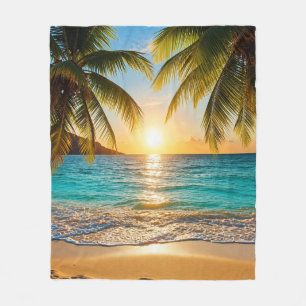 Tropical Sunset Luxury Cosy Fleece Blanket
