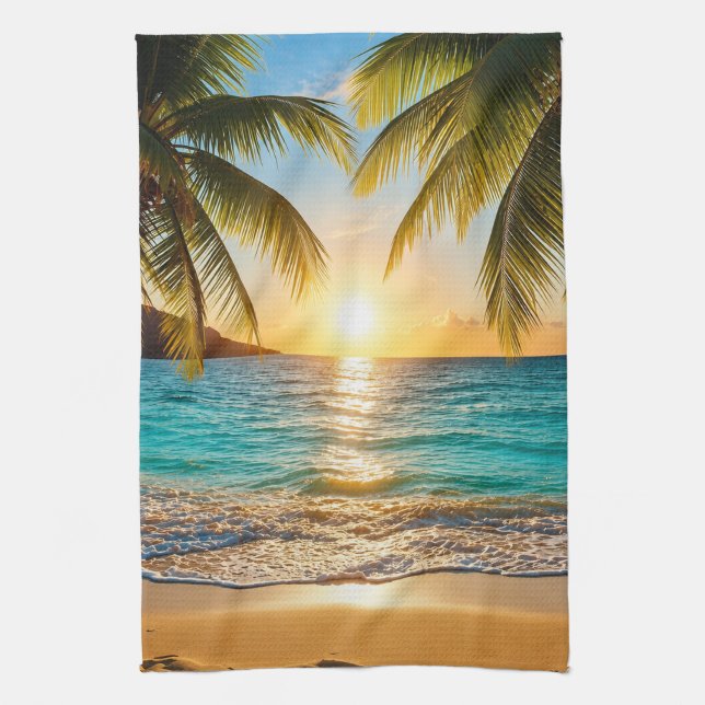 Tropical Sunset Luxury Cosy Tea Towel (Vertical)