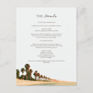 Tropical Sunset Malibu Palm Beach Wedding Details Enclosure Card