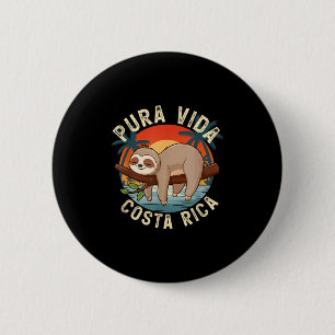 Tropical Sunset Nature Sloth Costa Rica Pura Vida 6 Cm Round Badge
