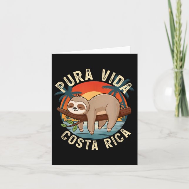 Tropical Sunset Nature Sloth Costa Rica Pura Vida  Card (Front)