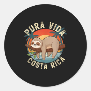 Tropical Sunset Nature Sloth Costa Rica Pura Vida  Classic Round Sticker