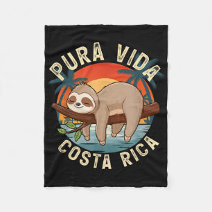 Tropical Sunset Nature Sloth Costa Rica Pura Vida Fleece Blanket