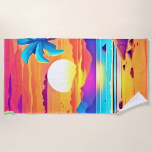 Tropical Sunset Oasis Beach Towel