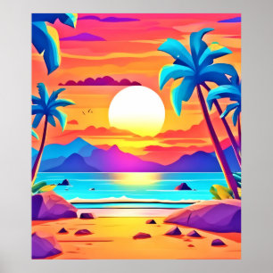  Tropical Sunset Oasis  Poster