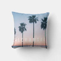 Tropical Sunset Ombre Pink & Blue Palm Tree