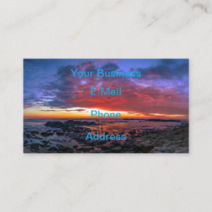 Tropical Sunset On Rocky Beach Business Card
