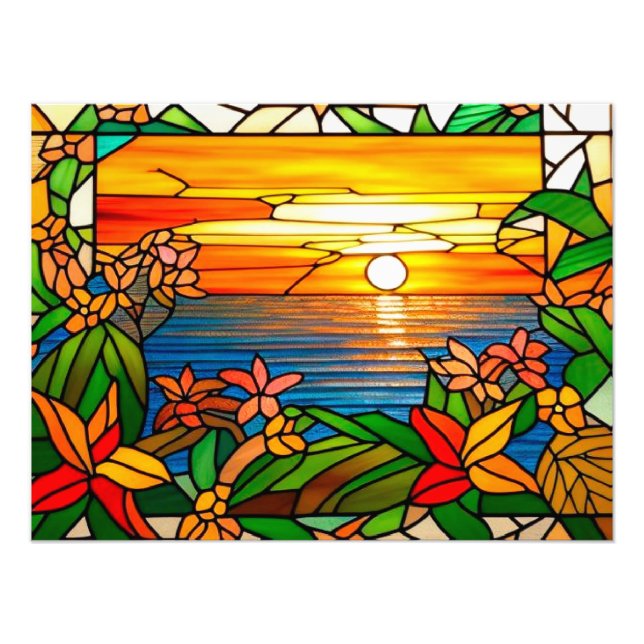 Tropical Sunset Over Ocean Horizon Photo Print (Front)