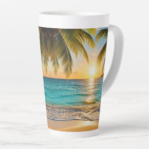 Tropical Sunset Palm Beach Latte Mug