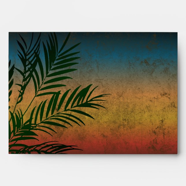 Tropical Sunset Palm Fronds Envelopes (Front)