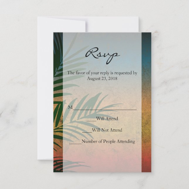Tropical Sunset Palm Fronds Invitation (Front)