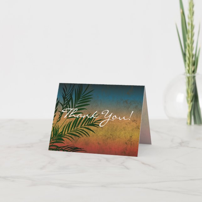 Tropical Sunset Palm Fronds Thank You Notes (Front)