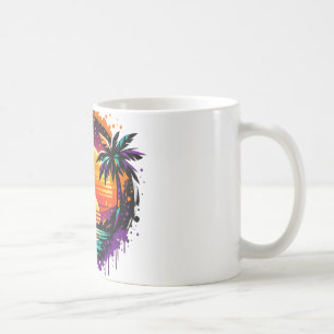 Tropical Sunset Palm Mug – Colorful Beach Vibes Co
