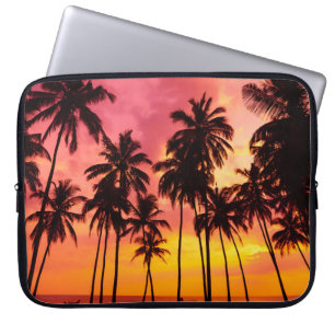 Tropical Sunset: Palm Silhouette Serenity. Laptop Sleeve