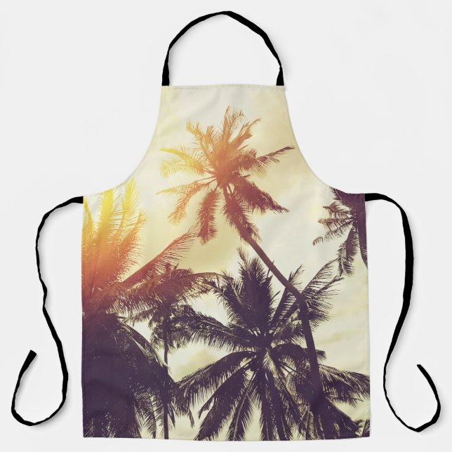 Tropical Sunset: Palm Silhouette Vintage Apron (Front)