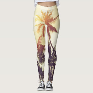 Tropical Sunset: Palm Silhouette Vintage Leggings