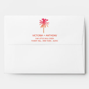 Tropical Sunset Palm Tree Beach Wedding Envelopes