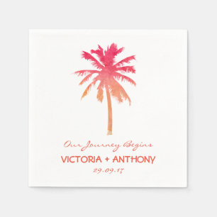 Tropical Sunset Palm Tree Beach Wedding Napkin