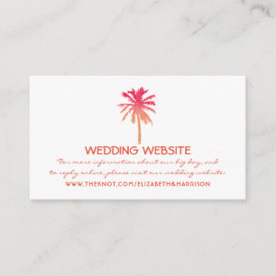 Tropical Sunset Palm Tree Beach Wedding Website Enclosure Card