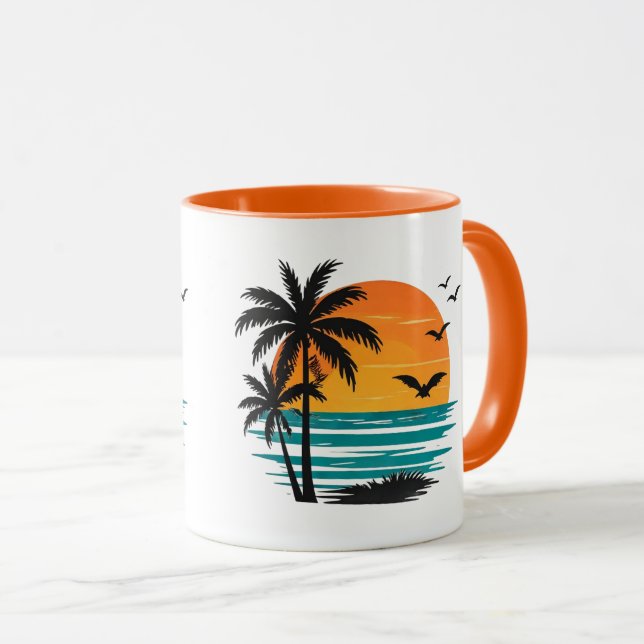 Tropical Sunset Palm Tree Design Mug (Front Right)