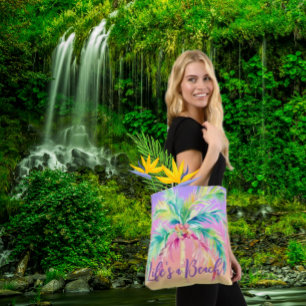  Tropical Sunset Palm Tree Life's a Beach Tote Bag