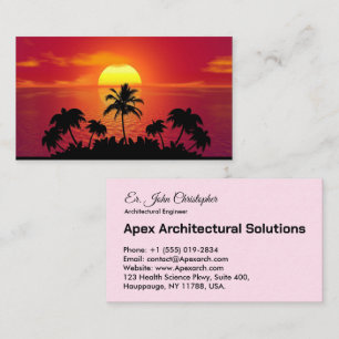 Tropical Sunset Palm Trees Editable Template Business Card
