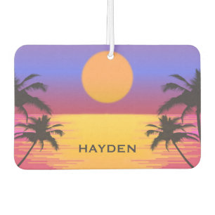 Tropical Sunset Palm Trees Graphic Personalised Car Air Freshener