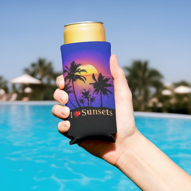 Tropical Sunset Palm Trees Seltzer Can Cooler (In Situ Pool)