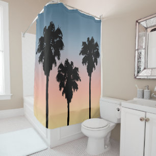 Tropical Sunset Palm Trees Shower Curtain