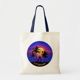 Tropical Sunset Palm Trees Tote Bag