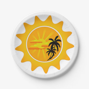 Tropical sunset paper plate