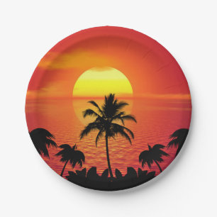 Tropical Sunset Paper Plate