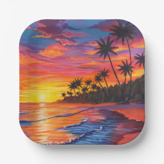 Tropical Sunset Paper Plates
