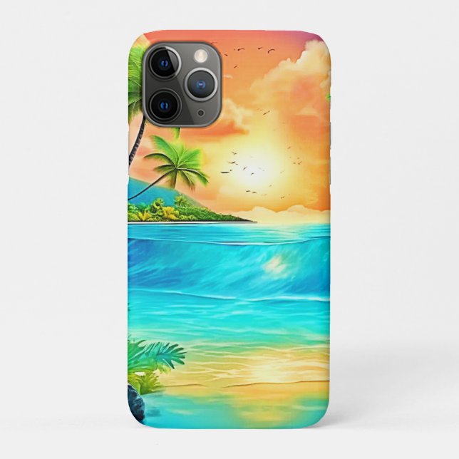 Tropical Sunset Paradise Beach View Case-Mate iPhone Case (Back)