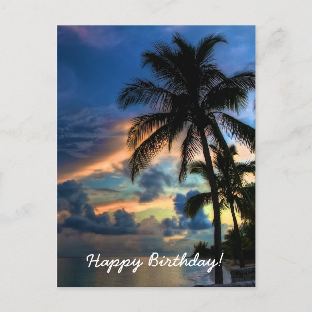 Tropical Sunset Paradise Birthday Card (Front)