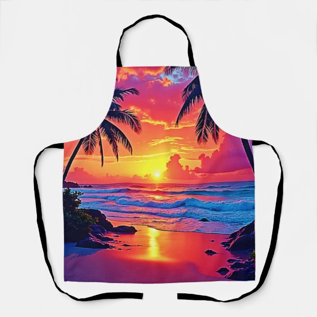 Tropical Sunset Paradise Design Apron (Front)