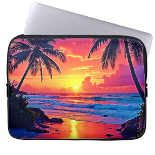 Tropical Sunset Paradise Design Laptop Sleeve