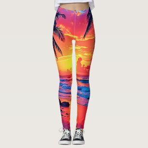 Tropical Sunset Paradise Design Leggings