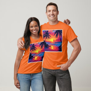 Tropical Sunset Paradise Design T-Shirt