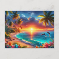 Tropical Sunset Paradise Painting