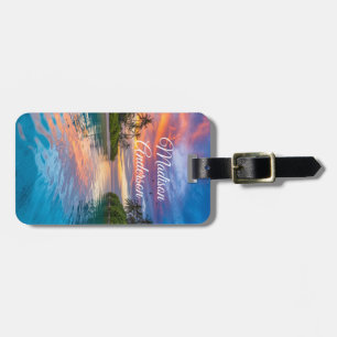 Tropical Sunset Paradise Personalised Luggage Tag