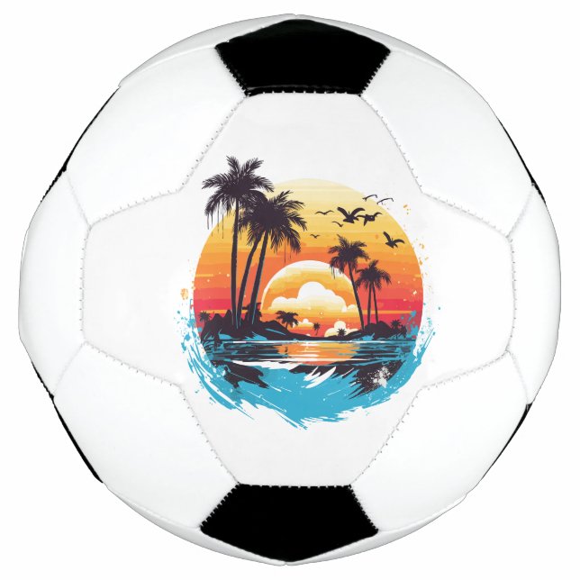 Tropical Sunset Paradise Soccer Ball (Front)