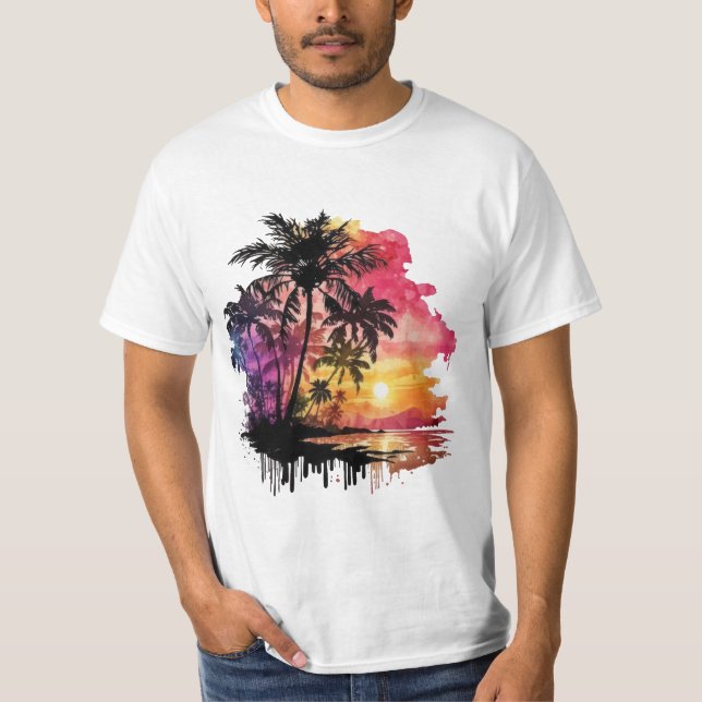 Tropical Sunset Paradise T-Shirt (Front)