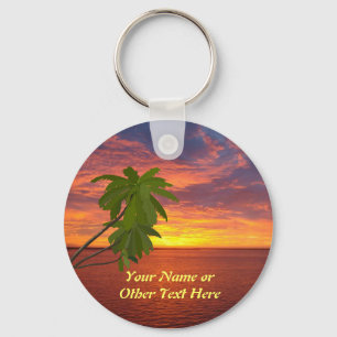 Tropical Sunset Personalised Keychain