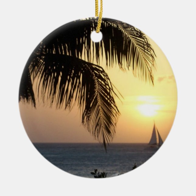 Tropical Sunset Sail Ornament (Front)