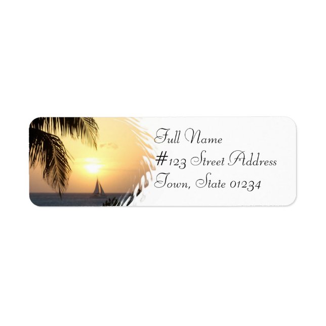 Tropical Sunset Sail Return Address Label (Front)