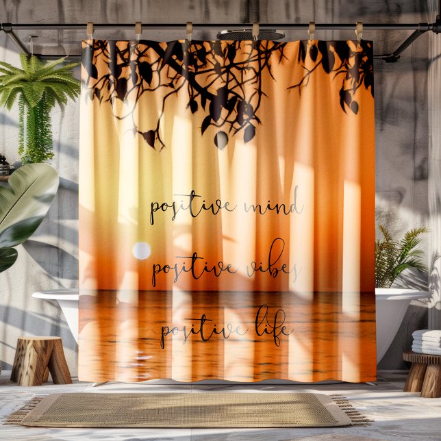 Tropical Sunset Sea Ocean View Quote Shower Curtain (Creator Uploaded)