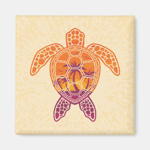 Tropical Sunset Sea Turtle Design Magnet